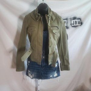 Banana Republic Olive Green Belted Jacket with Removable Collar Sz 0